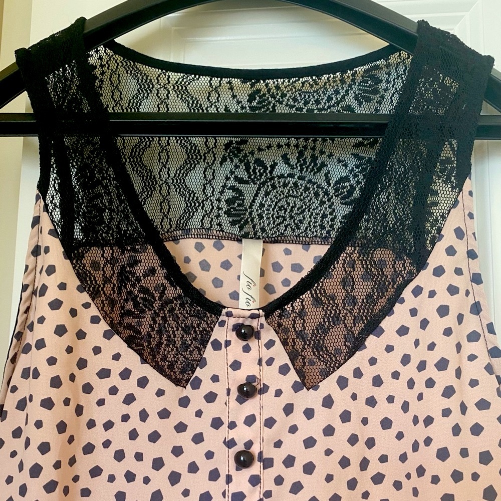 Pink Lace Polka Dot Tank